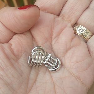 Monet silver tone cage design earrings